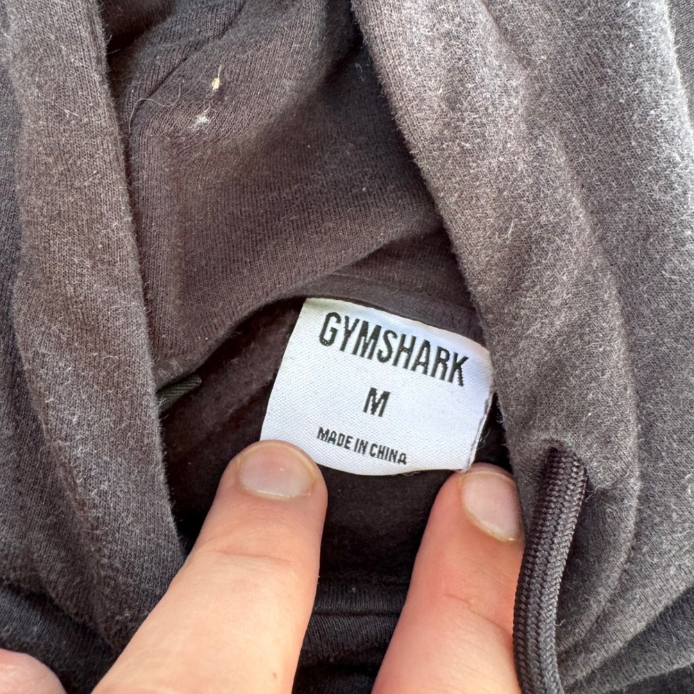 Gymshark Mens Black Box Logo Pullover Hoodie Raglan Sleeve Sweatshirt Size M - Picture 3 of 5